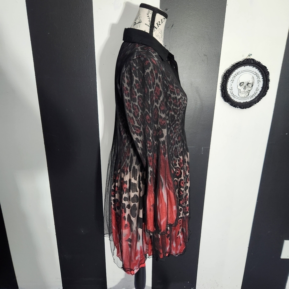 Red Leopard Mesh Top - Picture 4 of 9